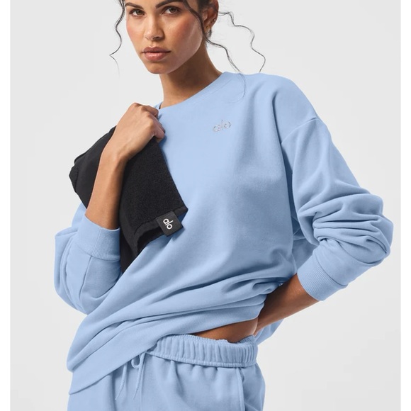 Alo Accolade Crew Neck Pullover NWT Seashell Blue - Picture 4 of 6